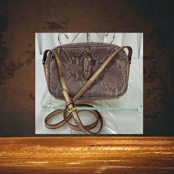 G.I.L.I. Handbags - G.I.L.I. Got It Love It Leather Snake gold Crossbody Bag